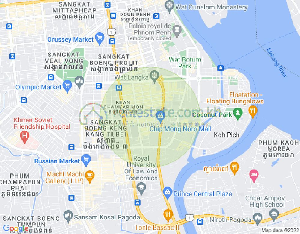 万景岗1分区（BKK1), 波哥堪, 金边地图