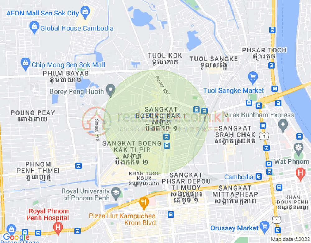 万谷湖1分区, 堆谷区, 金边地图