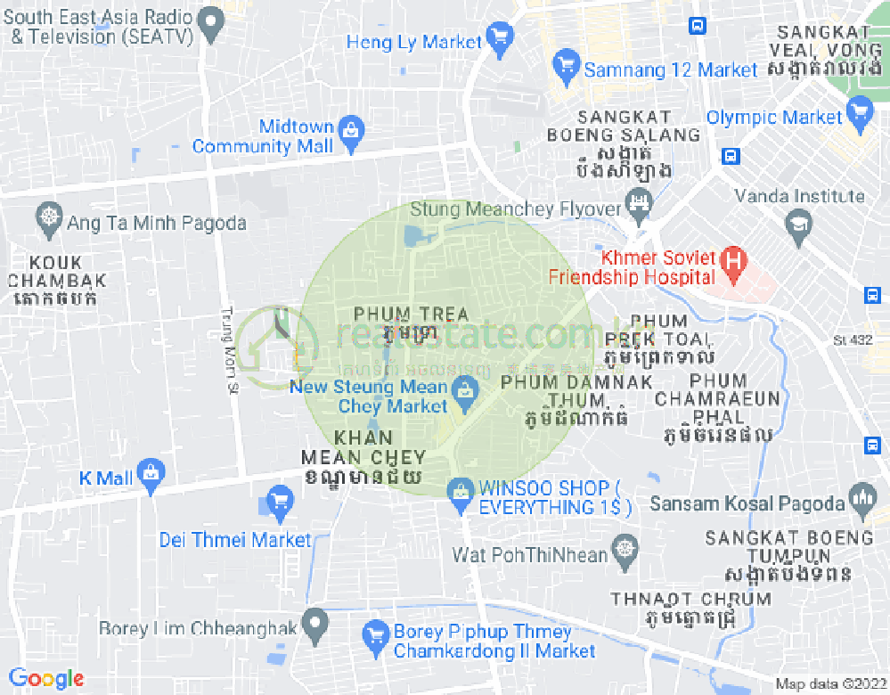 Stueng Mean chey 1镇, 棉芷区, 金边地图