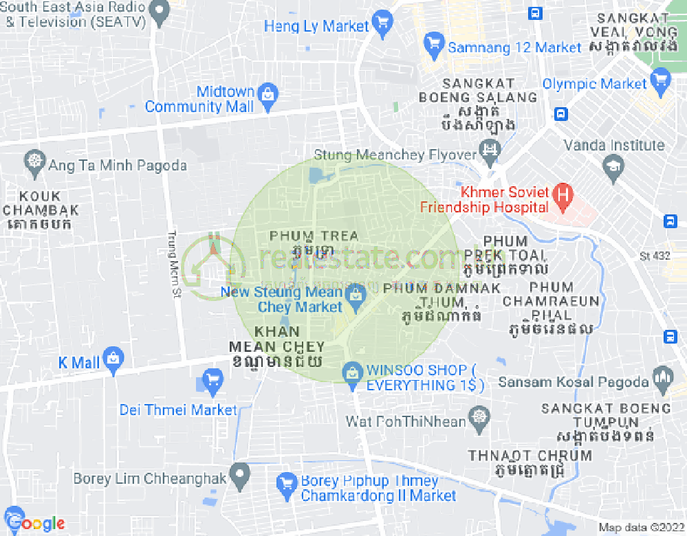 Stueng Mean chey 1镇, 棉芷区, 金边地图