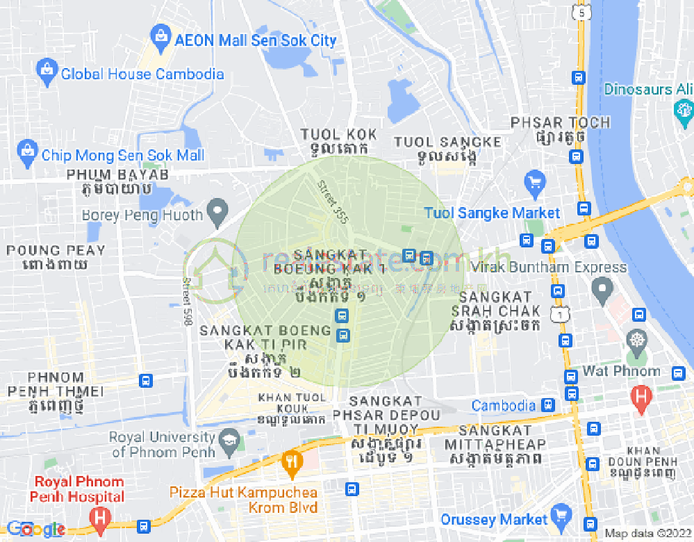 Map of Boeung Kak 1, Toul Kork, Phnom Penh
