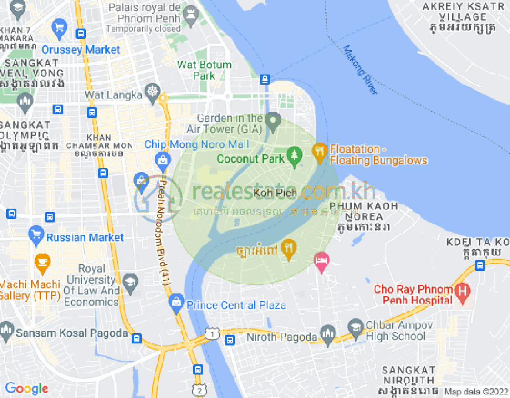 Mapa: Tonle Bassac, Chamkarmon, Phnom Penh