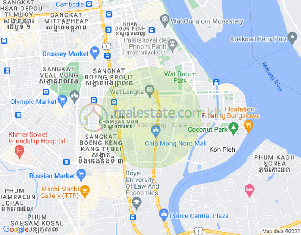 BKK 1, ボンケンコン, プノンペンの地図