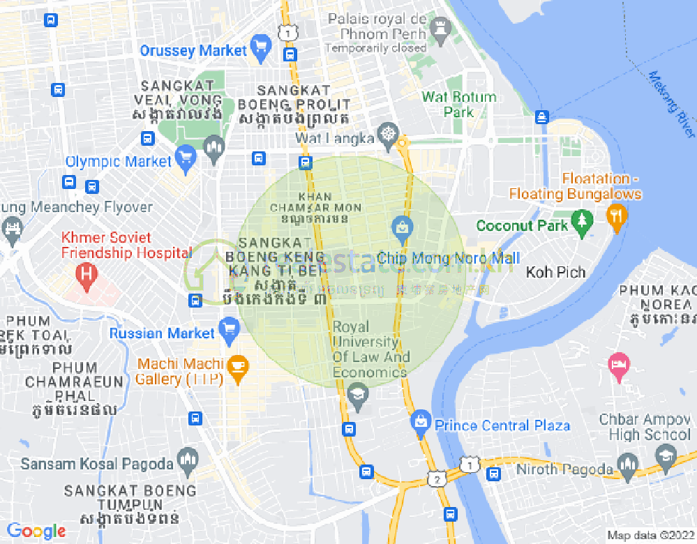 万景岗1分区（BKK1), 波哥堪, 金边地图