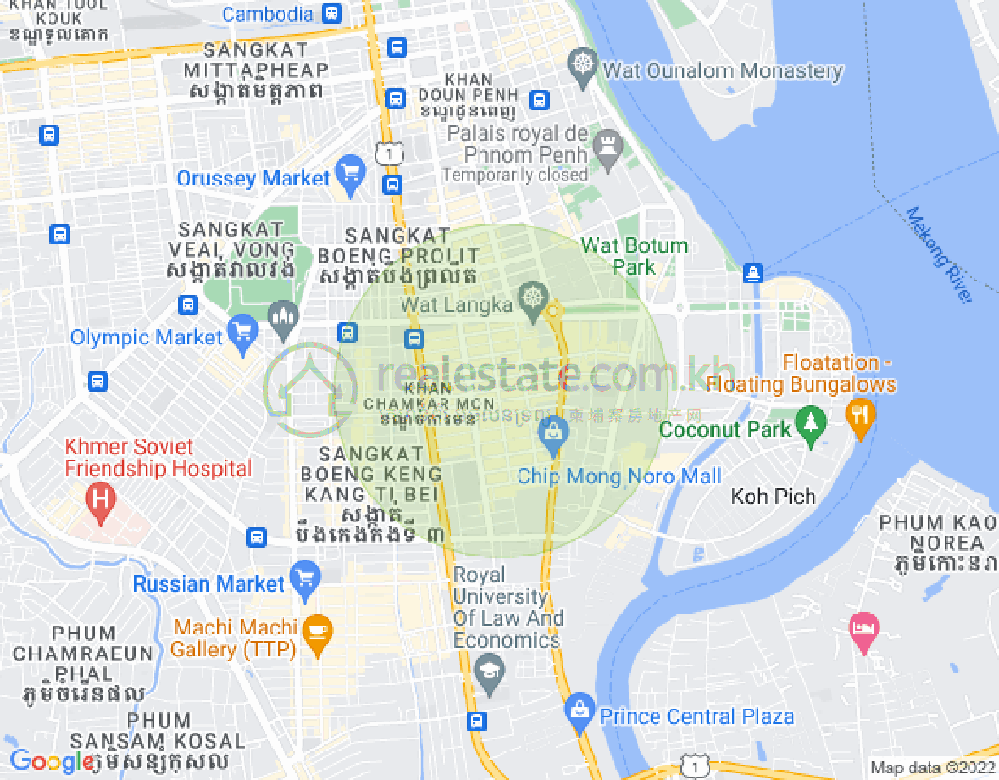 万景岗1分区（BKK1), 波哥堪, 金边地图