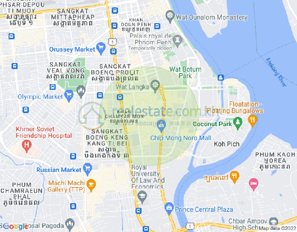 万景岗1分区（BKK1), 波哥堪, 金边地图