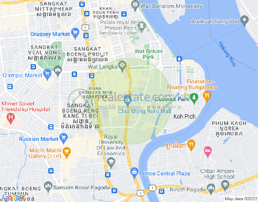 Map of BKK 1, Boeng Keng Kang, Phnom Penh
