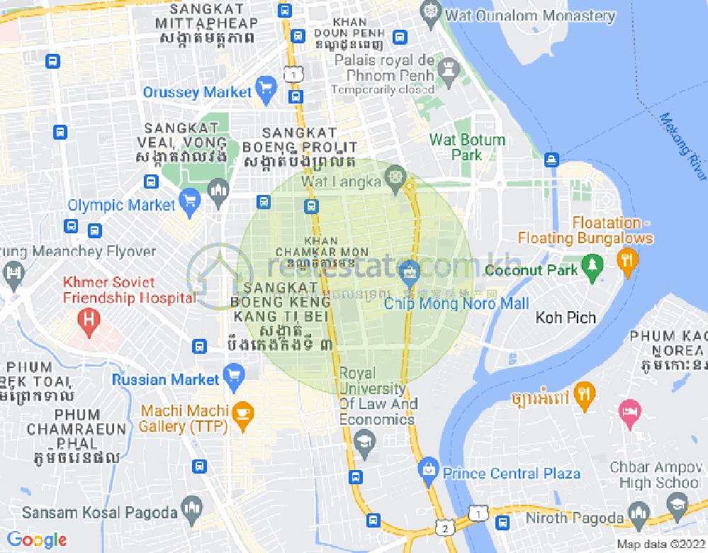 万景岗1分区（BKK1), 波哥堪, 金边地图