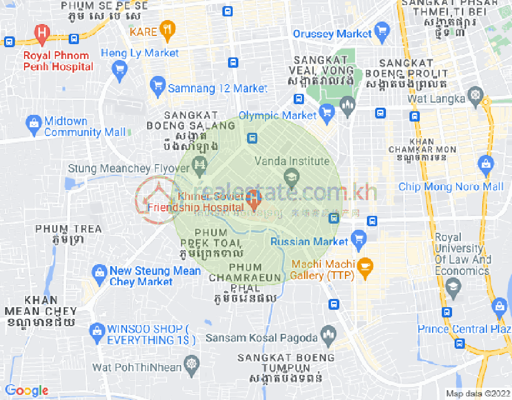 Tumnob Tuek镇, 波哥堪, 金边地图