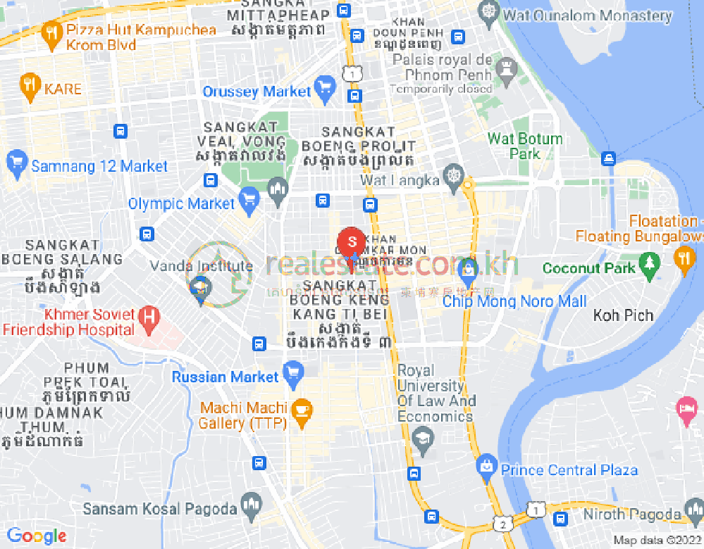 万景岗2分区（BKK2), 波哥堪, 金边地图