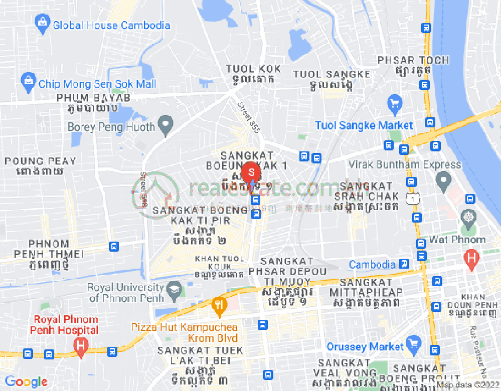 Map of Boeung Kak 1, Toul Kork, Phnom Penh