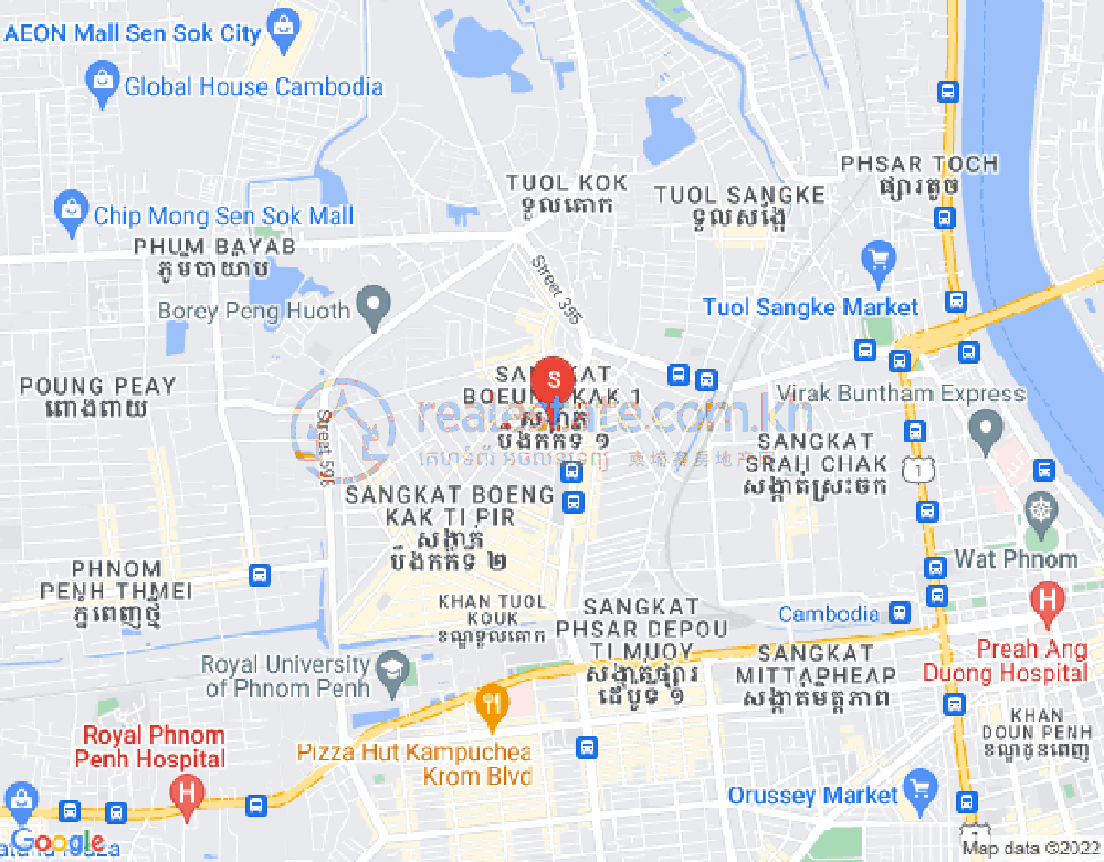 Mapa: Boeung Kak 1, Toul Kork, Phnom Penh