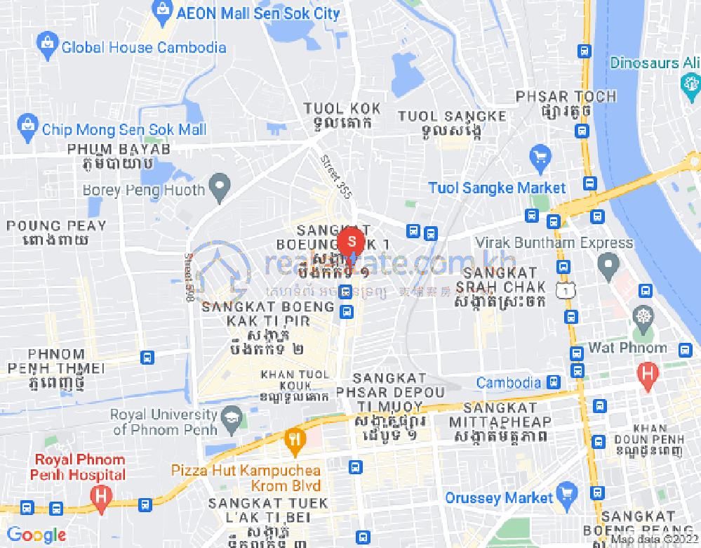 Mapa: Boeung Kak 1, Toul Kork, Phnom Penh