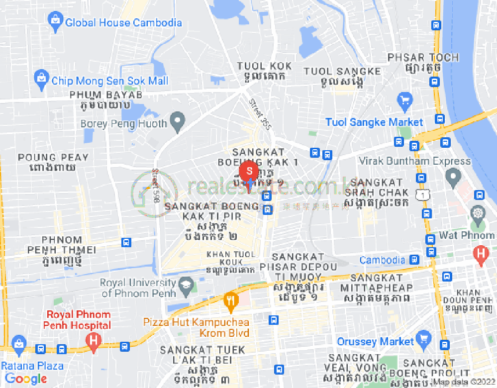 Map of Boeung Kak 1, Toul Kork, Phnom Penh