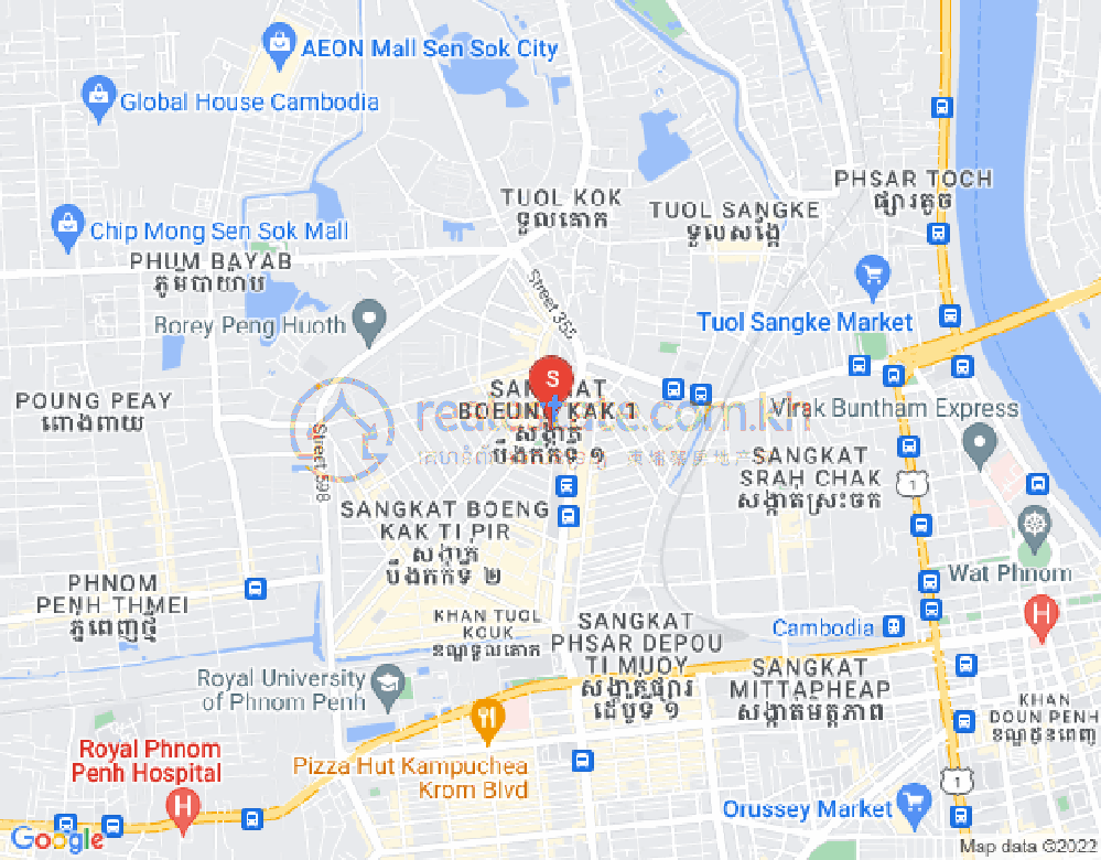 Map of Boeung Kak 1, Toul Kork, Phnom Penh