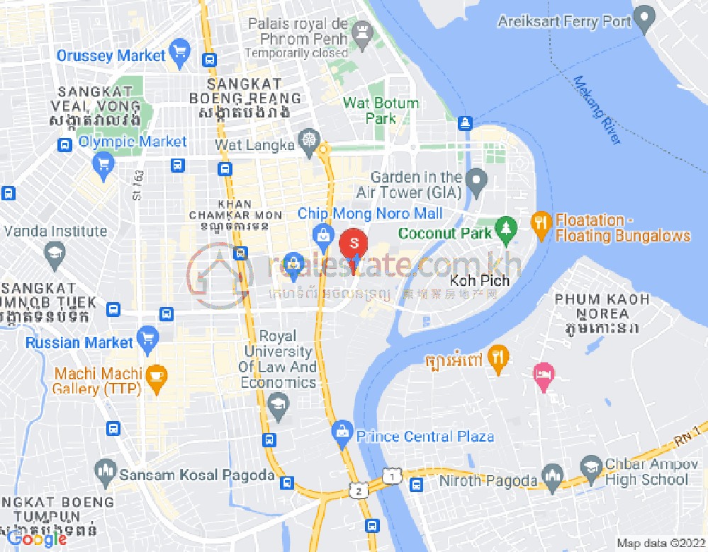 Mapa: Tonle Bassac, Chamkarmon, Phnom Penh