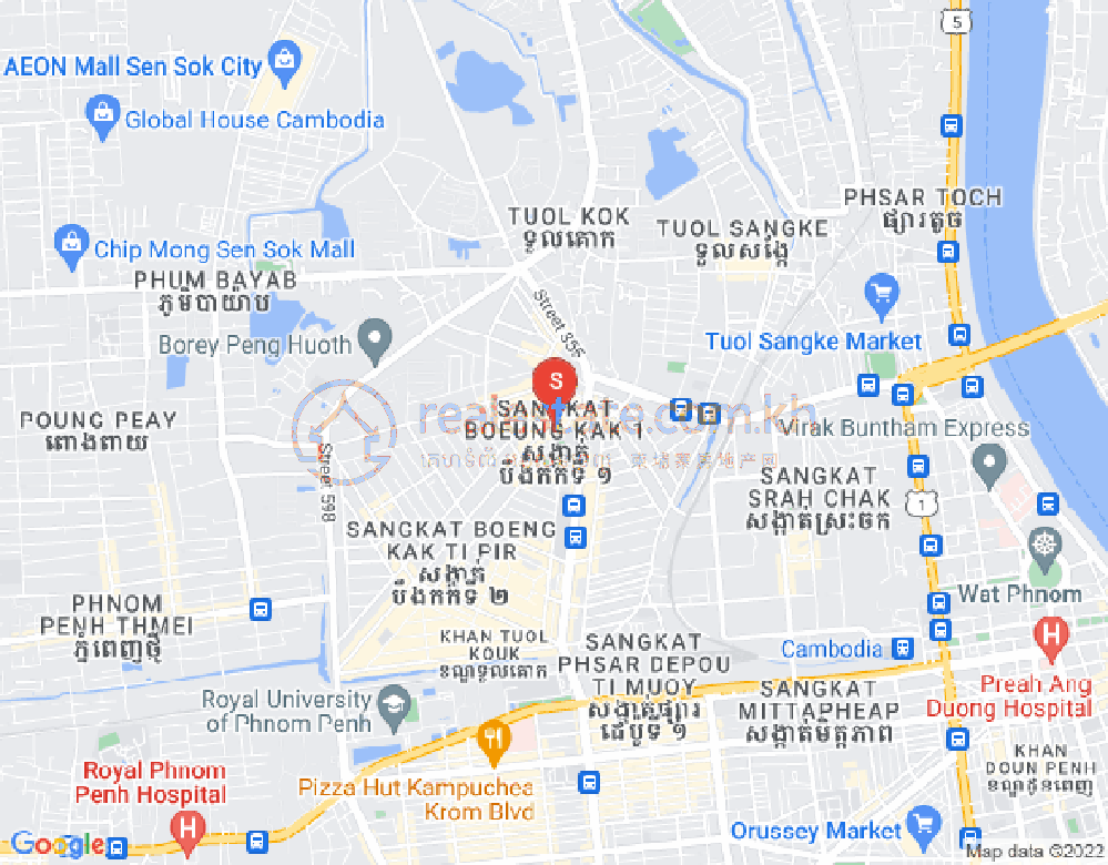 Map of Boeung Kak 1, Toul Kork, Phnom Penh