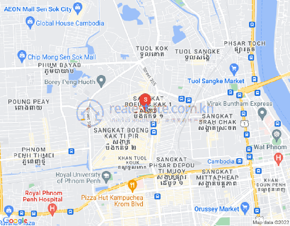 ブン・カック1, トゥールコーク, プノンペンの地図