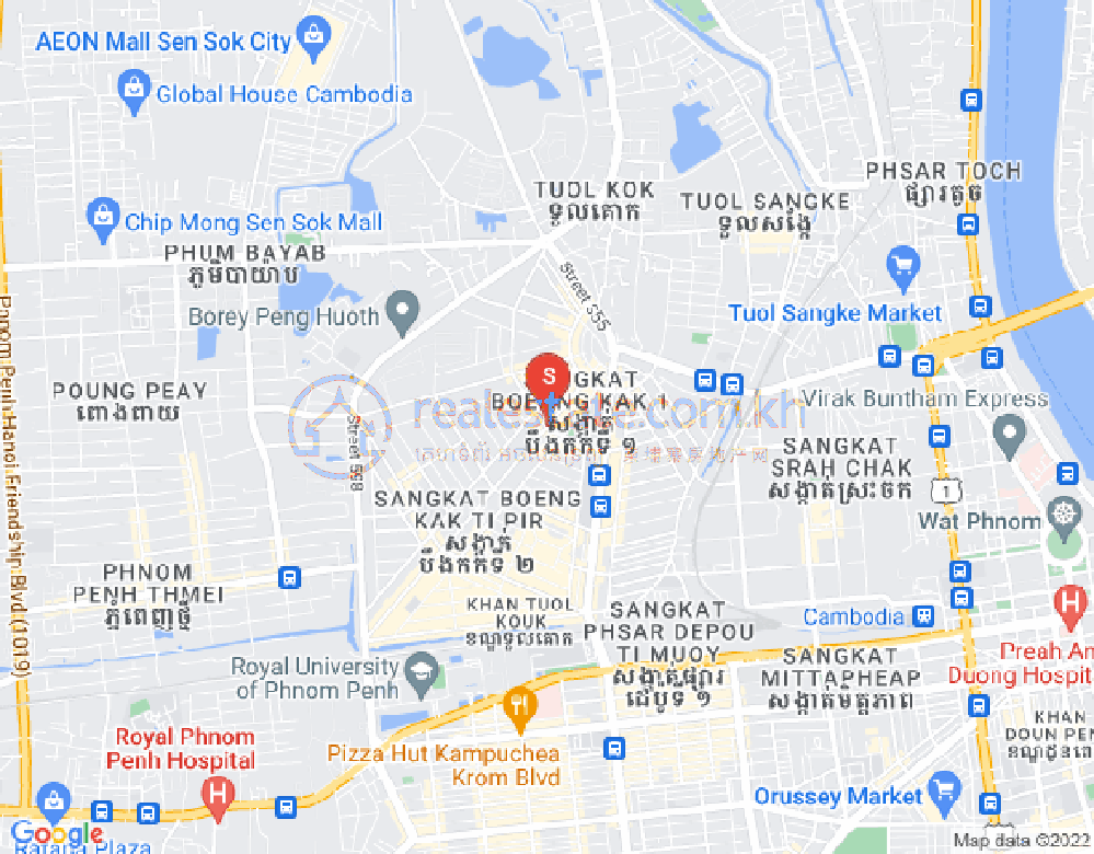 Map of Boeung Kak 1, Toul Kork, Phnom Penh