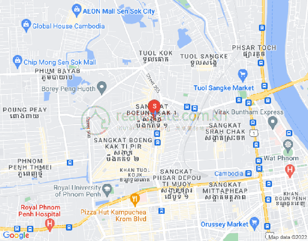 Map of Boeung Kak 1, Toul Kork, Phnom Penh