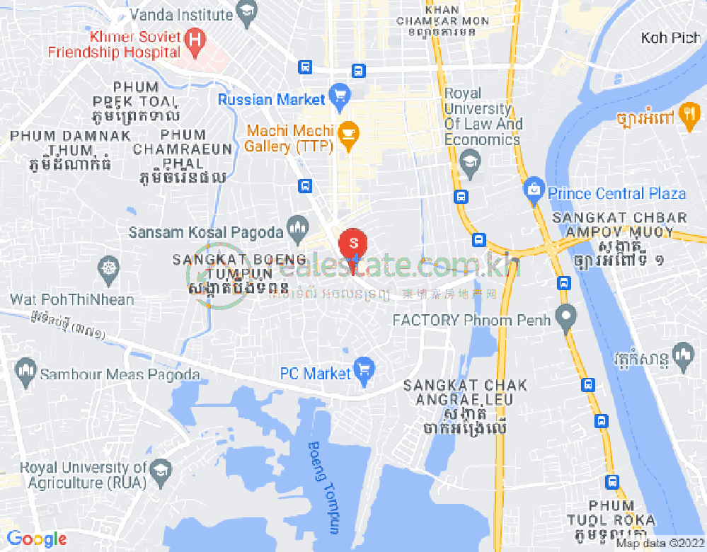 Карта Рынок Дэум Тхок, Чамкармон, Пномпень