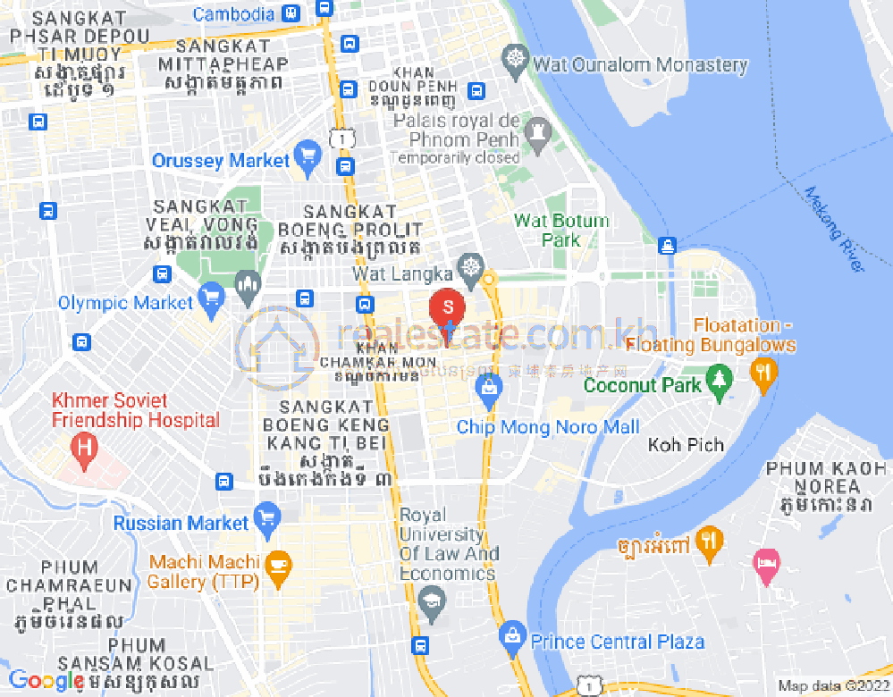 万景岗1分区（BKK1), 波哥堪, 金边地图