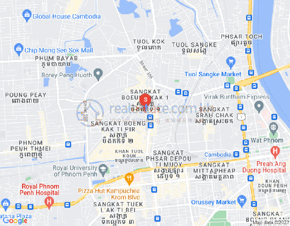 Map of Boeung Kak 1, Toul Kork, Phnom Penh