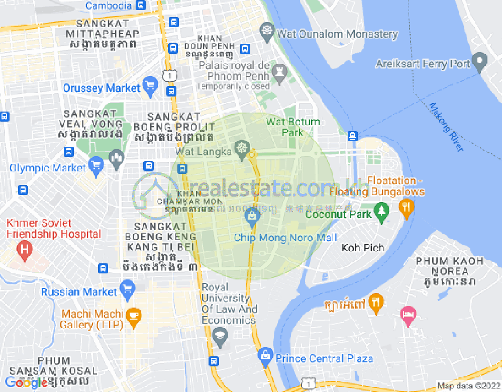 만경강1부구(BKK1), 벙껭깡, 프놈펜 지도