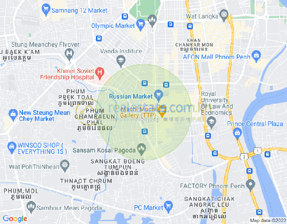 Map of Toul Tum Poung 1, Chamkarmon, Phnom Penh