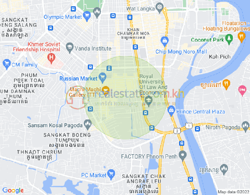 Mapa: Boeung Trabek, Chamkarmon, Phnom Penh