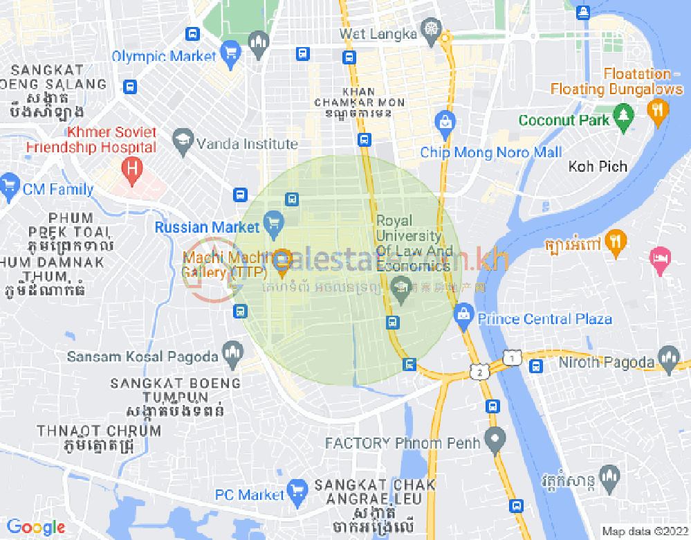 Mapa: Boeung Trabek, Chamkarmon, Phnom Penh