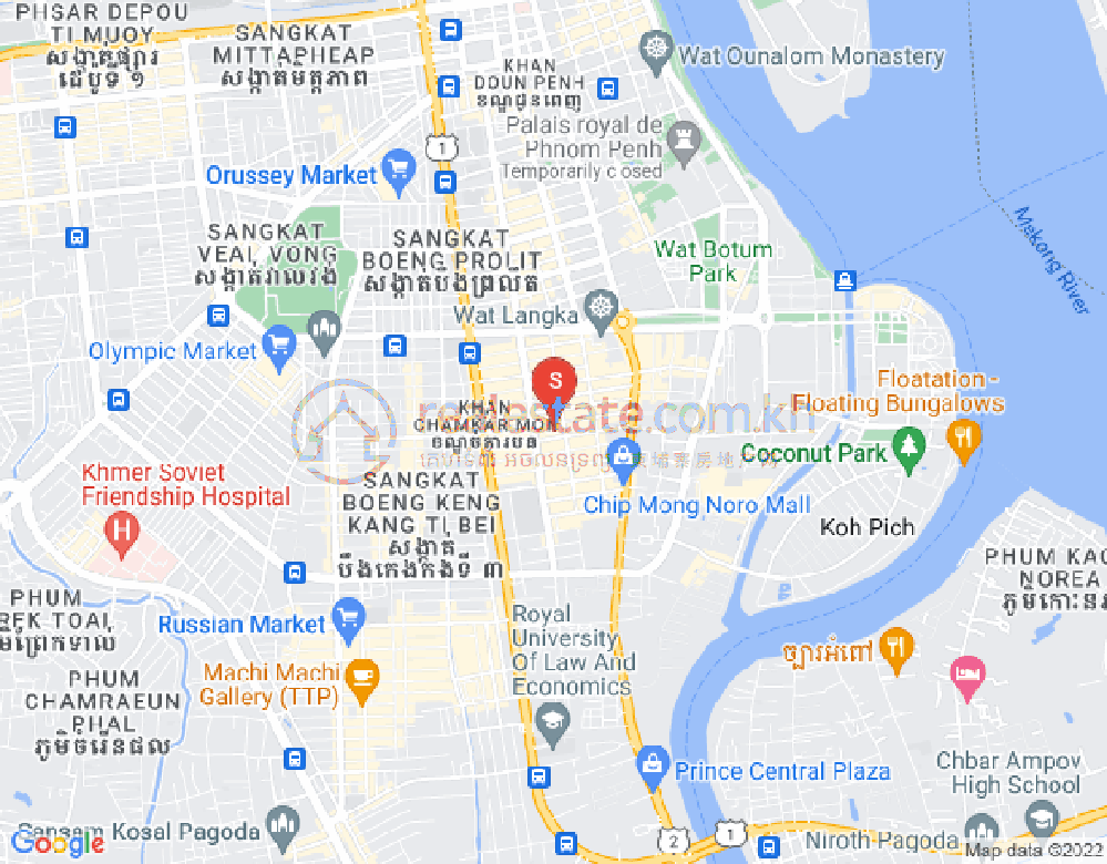 만경강1부구(BKK1), 벙껭깡, 프놈펜 지도