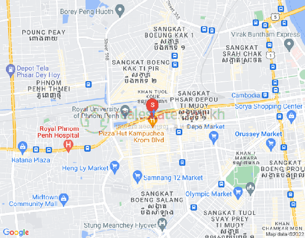 トゥークラック1, トゥールコーク, プノンペンの地図
