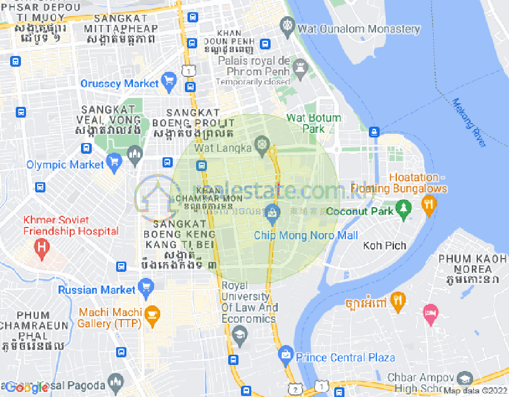 万景岗1分区（BKK1), 波哥堪, 金边地图
