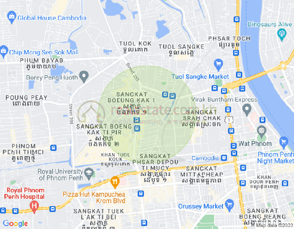 Mapa: Kl, Boeung Kak 1, Toul Kork, Phnom Penh
