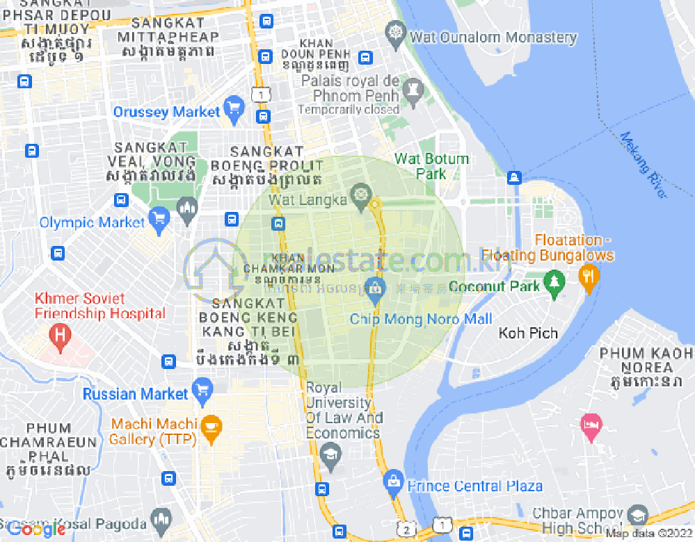 万景岗1分区（BKK1), 波哥堪, 金边地图