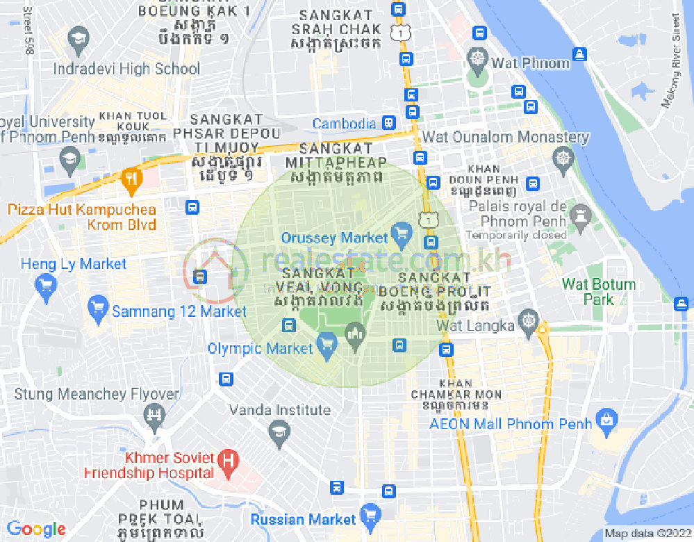 Mapa: Veal Vong, 7 Makara, Phnom Penh