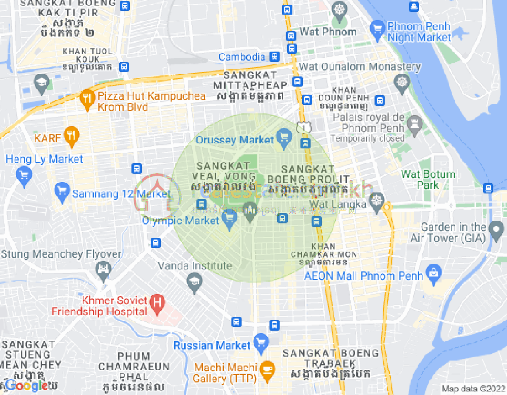 Veal Vong진, 마카라구, 프놈펜 지도