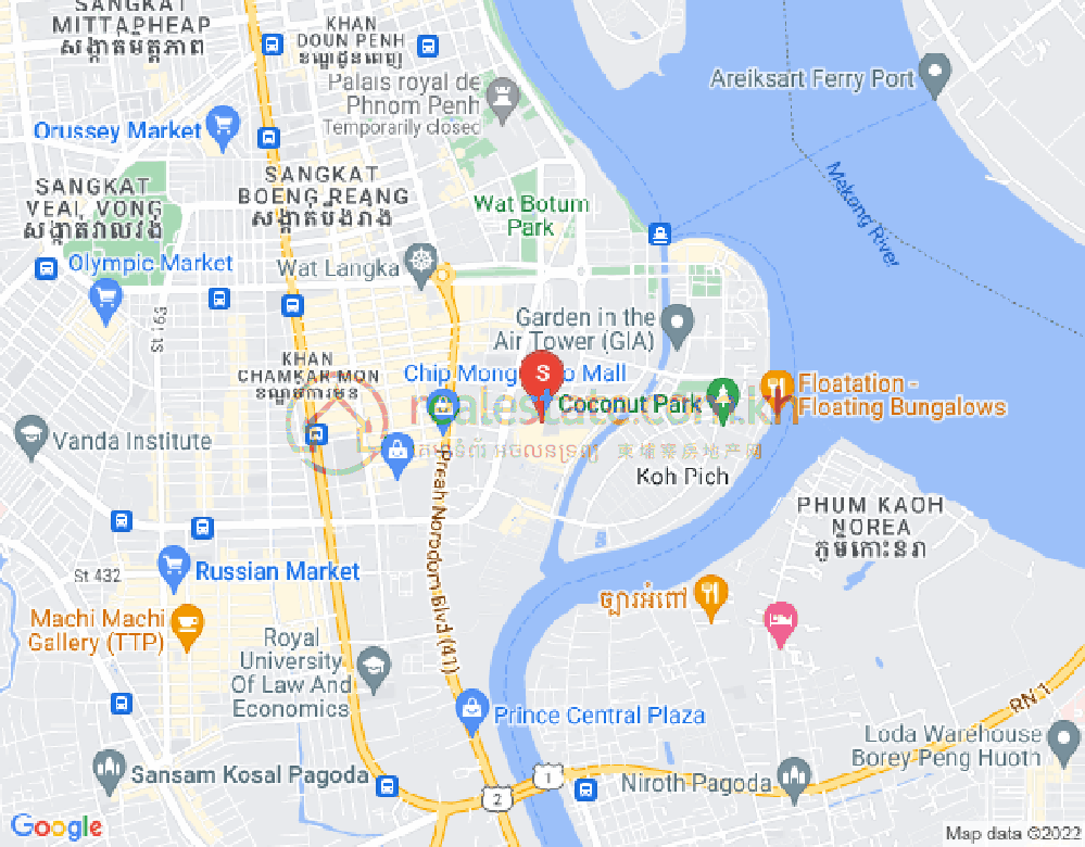 Mapa: Tonle Bassac, Chamkarmon, Phnom Penh
