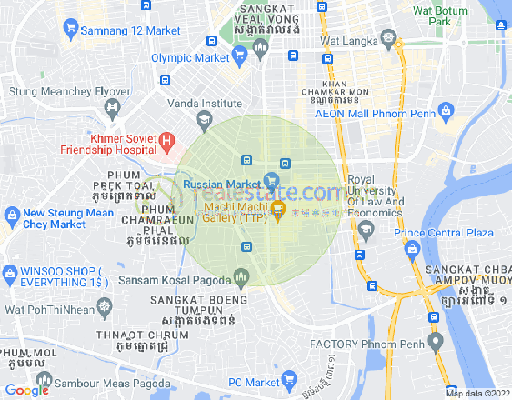 Map of Toul Tum Poung 1, Chamkarmon, Phnom Penh