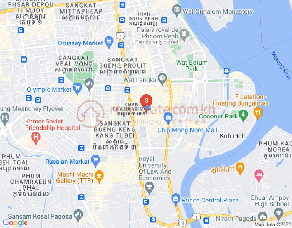 万景岗1分区（BKK1), 波哥堪, 金边地图
