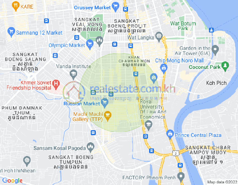BKK 3, ボンケンコン, プノンペンの地図
