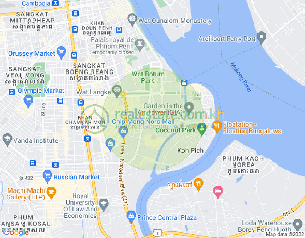 Mapa: Tonle Bassac, Chamkarmon, Phnom Penh