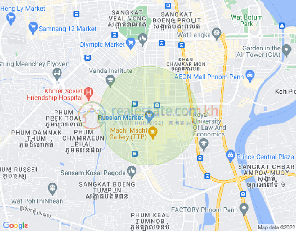 Map of Toul Tum Poung 1, Chamkarmon, Phnom Penh