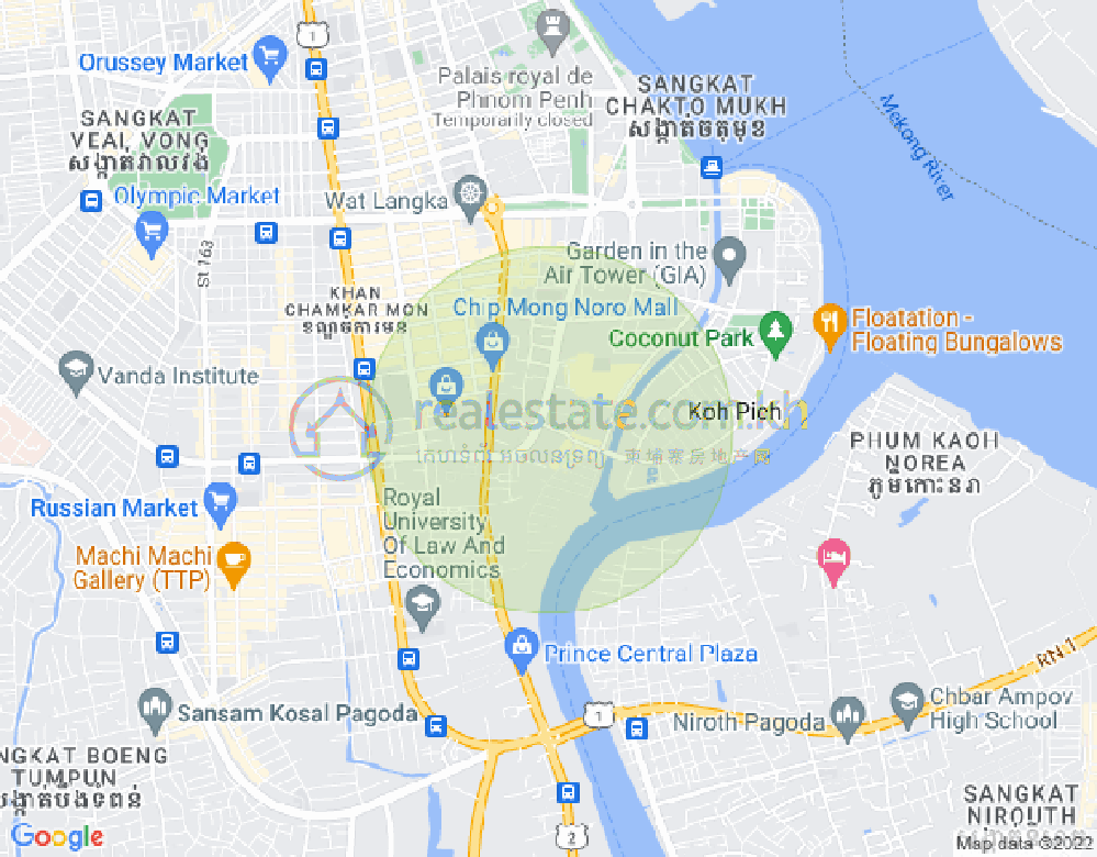 トンレバサック, チャムカモン, プノンペンの地図