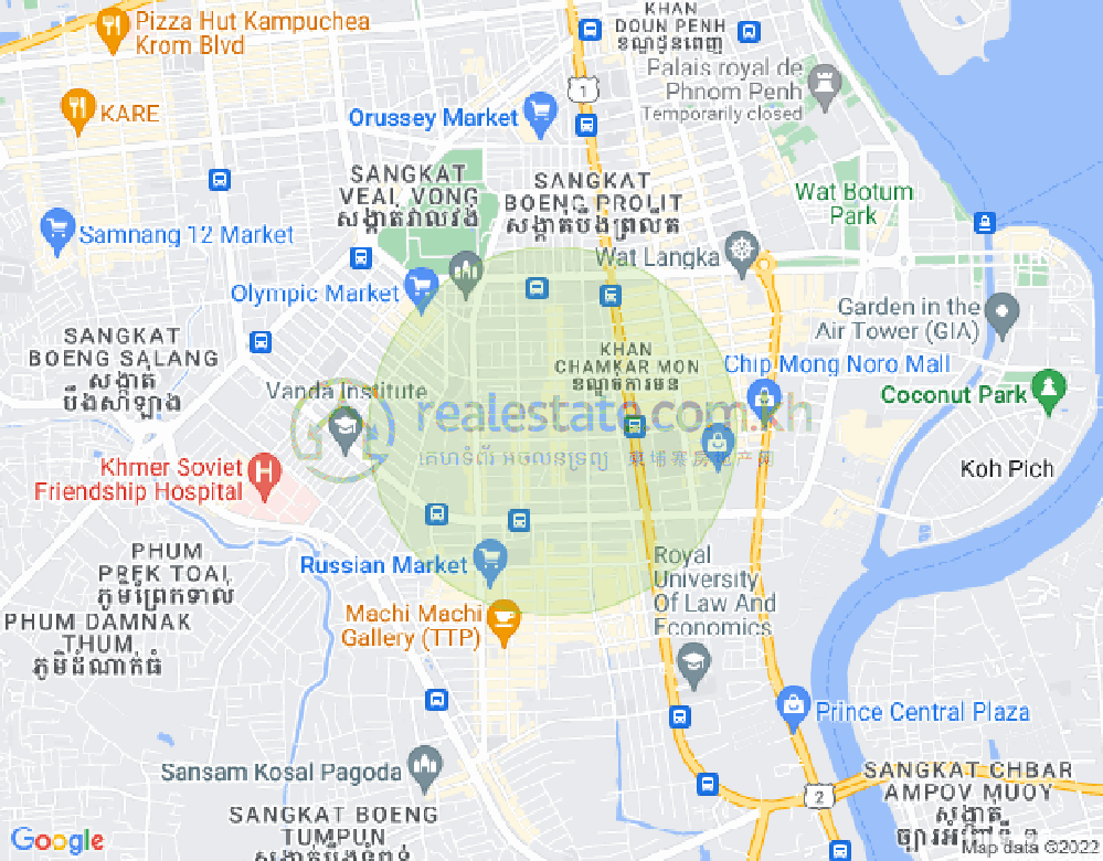 Carte de Toul Tum Poung 1, Chamkarmon, Phnom Penh