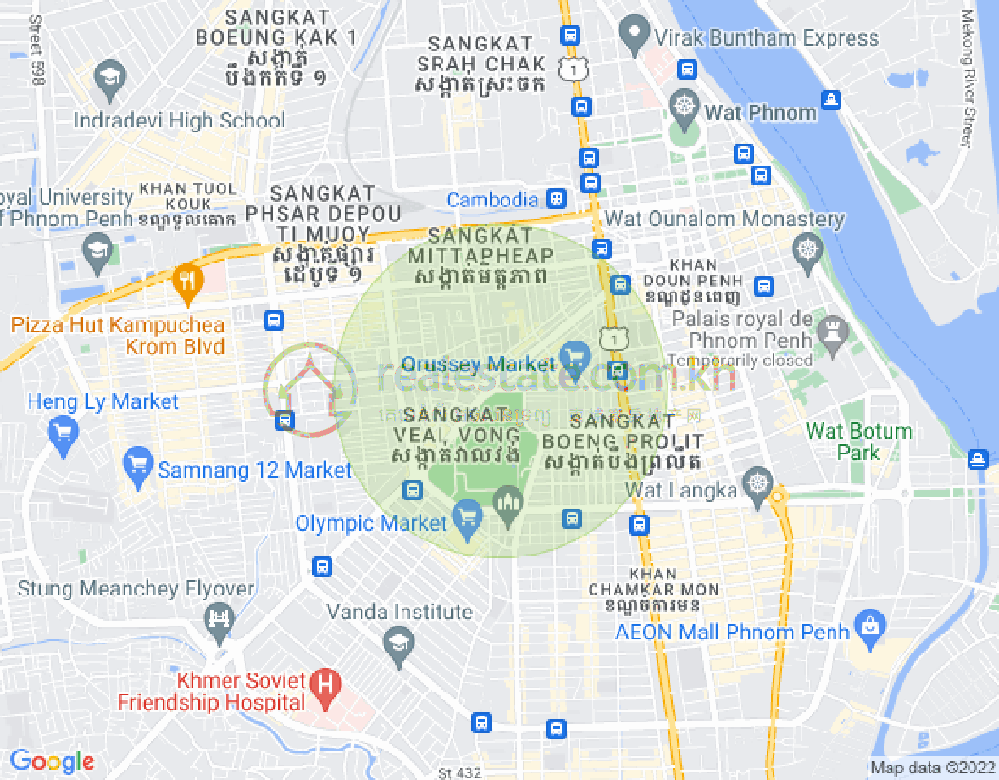 Mapa: Veal Vong, 7 Makara, Phnom Penh