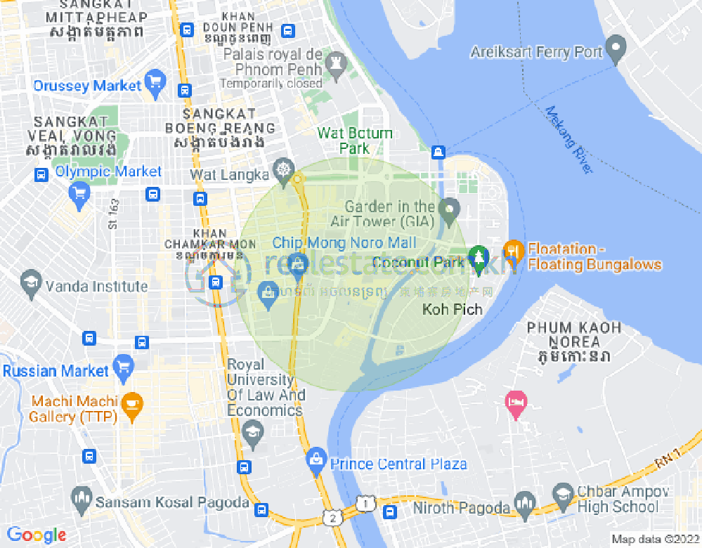 トンレバサック, チャムカモン, プノンペンの地図