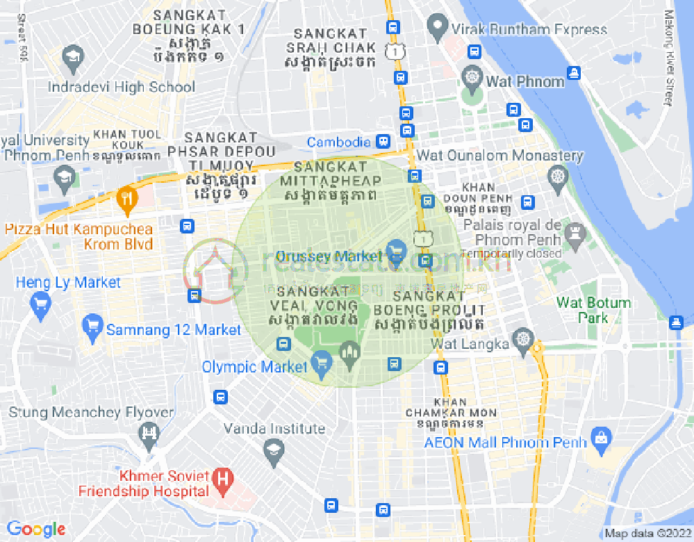 Veal Vong진, 마카라구, 프놈펜 지도