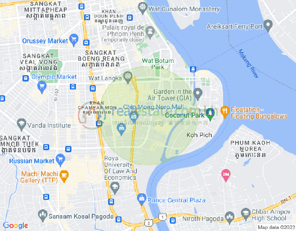 トンレバサック, チャムカモン, プノンペンの地図